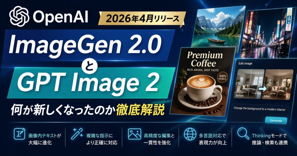 OpenAI「ImageGen 2.0」と「GPT Image 2」を解説！何が変わったのか、競合比較と注意点