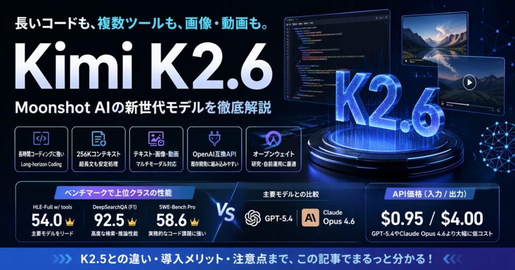 Kimi K2.6とは何か　Moonshot AIの新モデルを価格・性能・競合比較で解説
